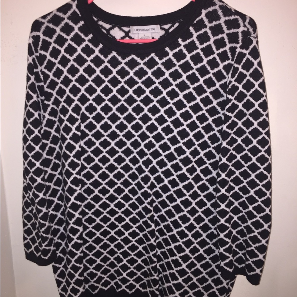 Liz Claiborne black and white sweater